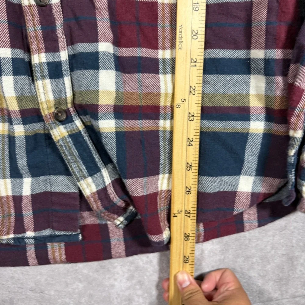 PacSun Mens XL Hooded Flannel Shirt Plaid Button Up Long Sleeve Multi Color